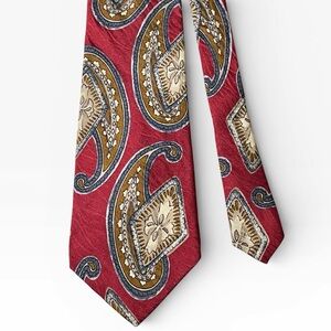 Vintage Liberty of London Tie Necktie Paisley 100% Silk Made in USA Red Blue